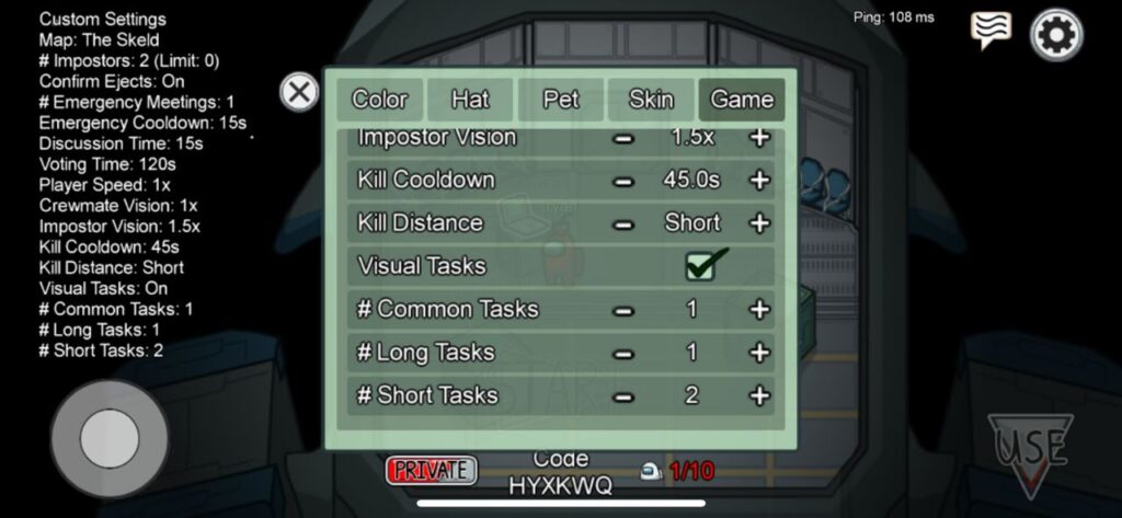 Game settings